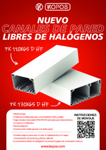 Nuevo canales de pared libres de halógenos PK 110X65 D HF, PK 170X65 D HF